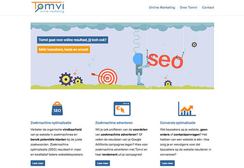 Tomvi website homepage